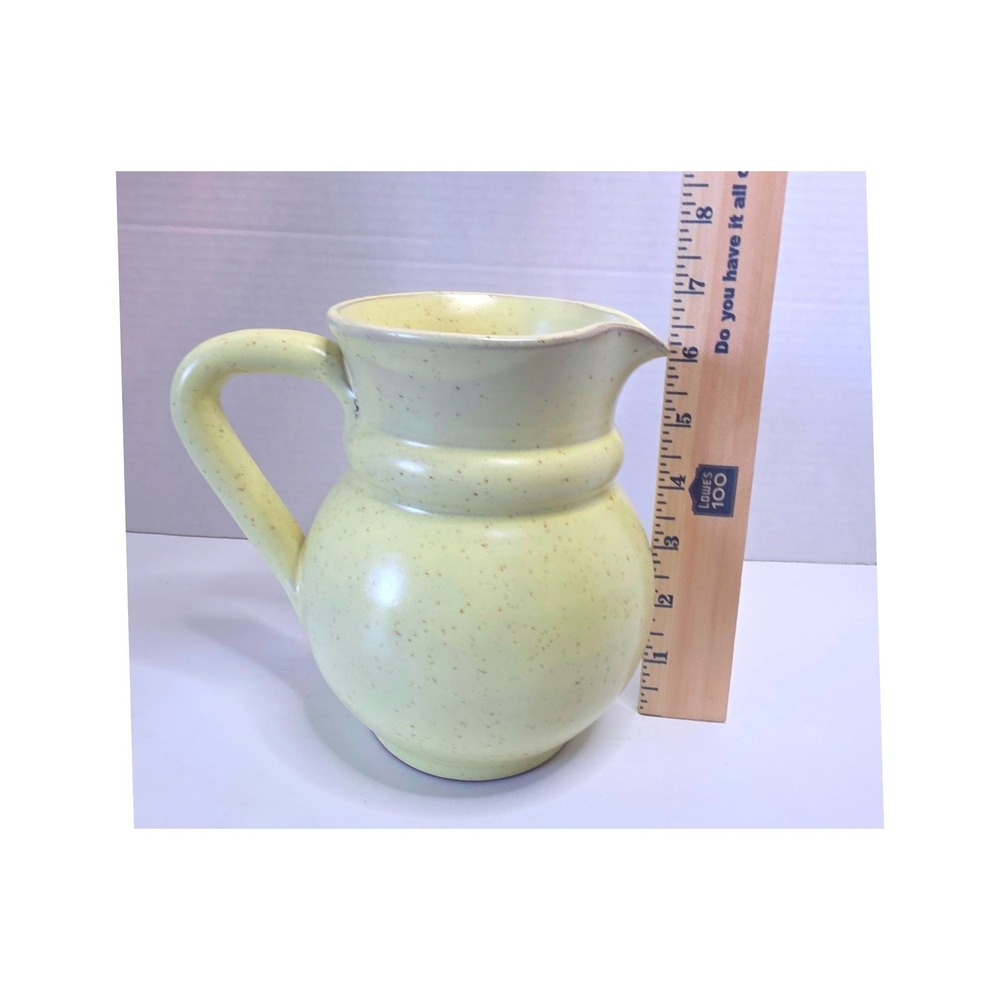 De Silva Italy Butter Yellow Speckled Ceramic Pitcher Handcrafted Pottery 6.5 in - Picture 4 of 4